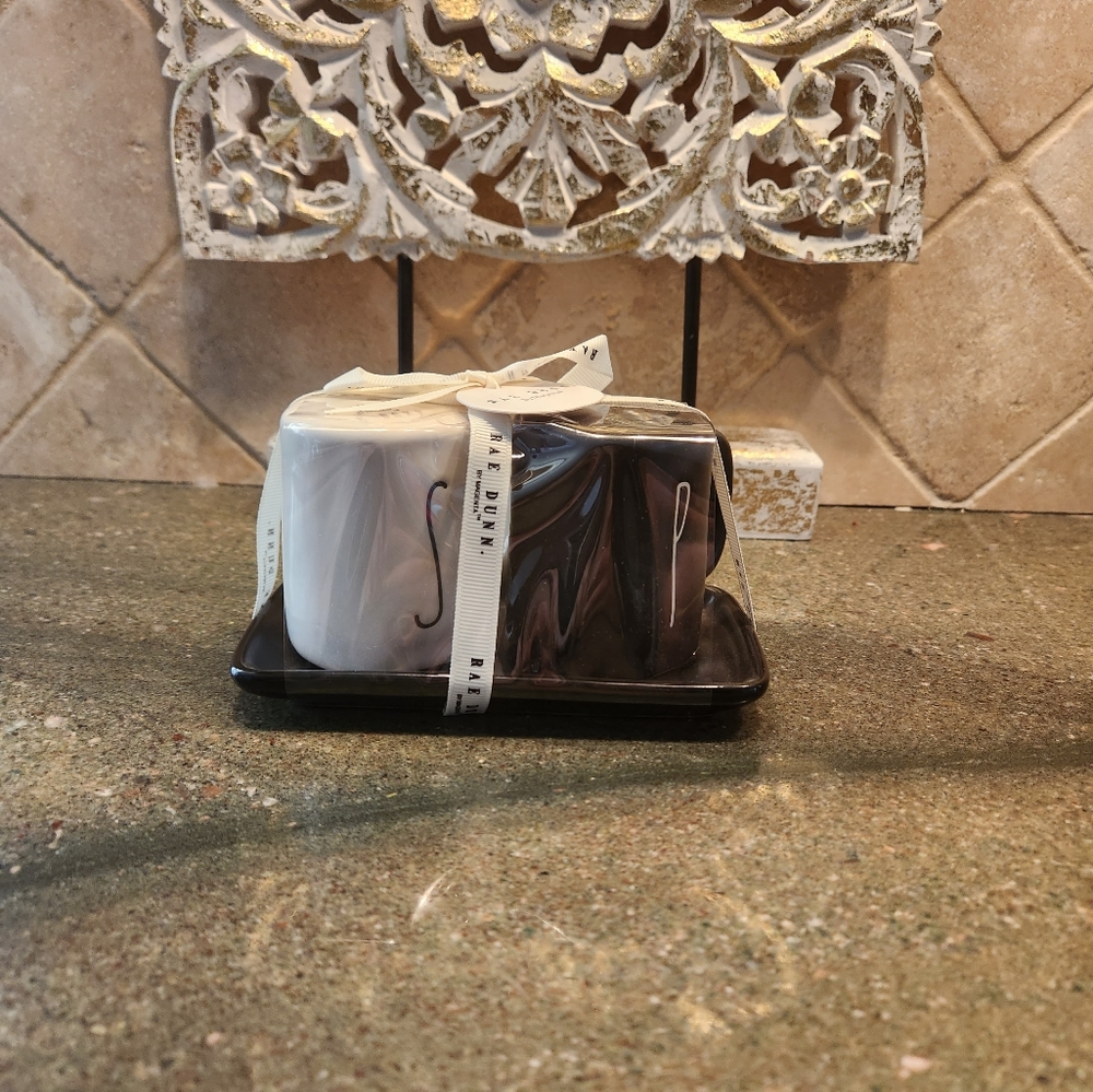 Rae Dunn Salt & Pepper shaker set with tray *NEW*